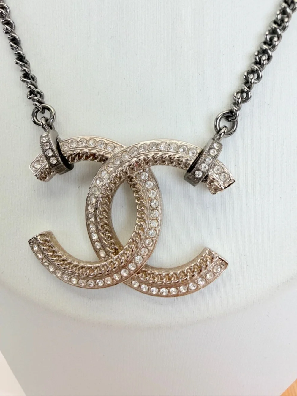 Chanel Crystal CC Pendant Necklace Gold